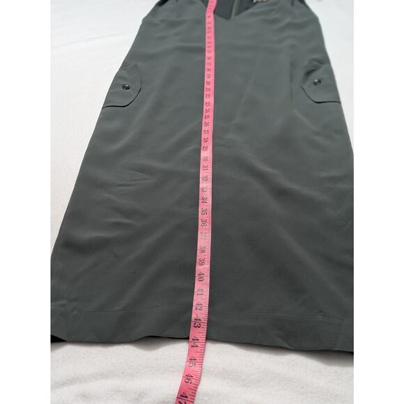 Max Mara Midi Dress Silk Green Sheath A Line Pockets Sz 4 Lined Minimalist - Picture 14 of 16